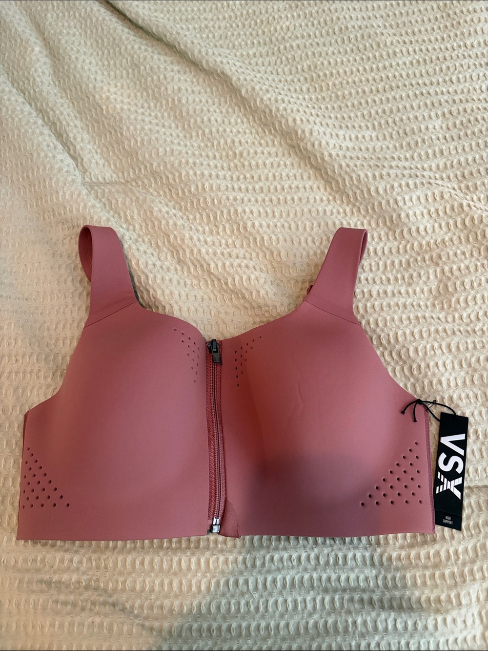 Victoria's Secret Front-Zip Wireless Sports Bra - Mauve Pink